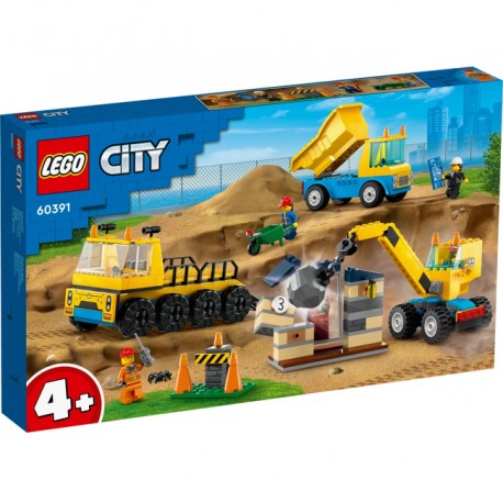 LEGO City 60391 Ciężarówki i dźwig z kulą wyburzeniową